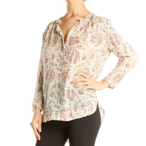 Madewell Floral Metallic Stripe Lightweight Tunic Blouse - Picture 3 of 11